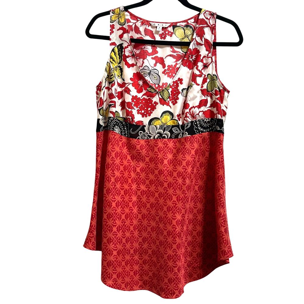 Cabi Satin Floral Butterfly Sleeveless Babydoll Dress Women's Sz Medium